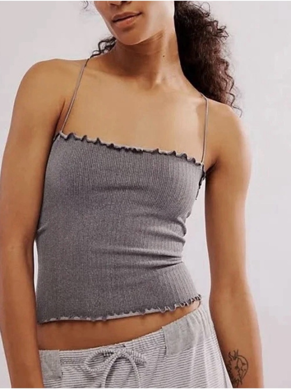 Free People Intimately Better This Way Grey Cami Strappy Stretchy Tank Top NWOT